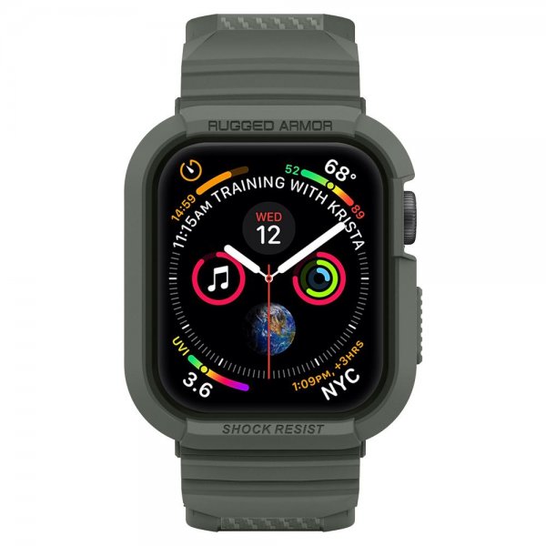 Spigen Apple Watch 44/45mm kuori rannekkeella Rugged Armor Pro Military Green