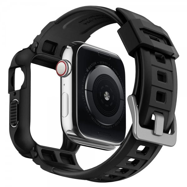 Spigen Apple Watch 44/45mm Suojakotelo ja ranneke Rugged Armor Pro Musta
