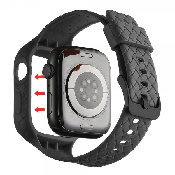 Apple Watch 45mm ranneke, kudottu, musta