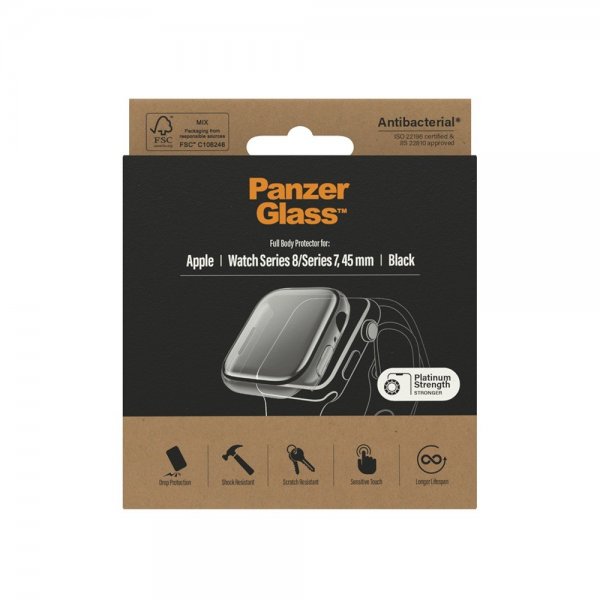 PanzerGlass Apple Watch 45mm Kuori näytönsuojalla Full Body Protector Musta