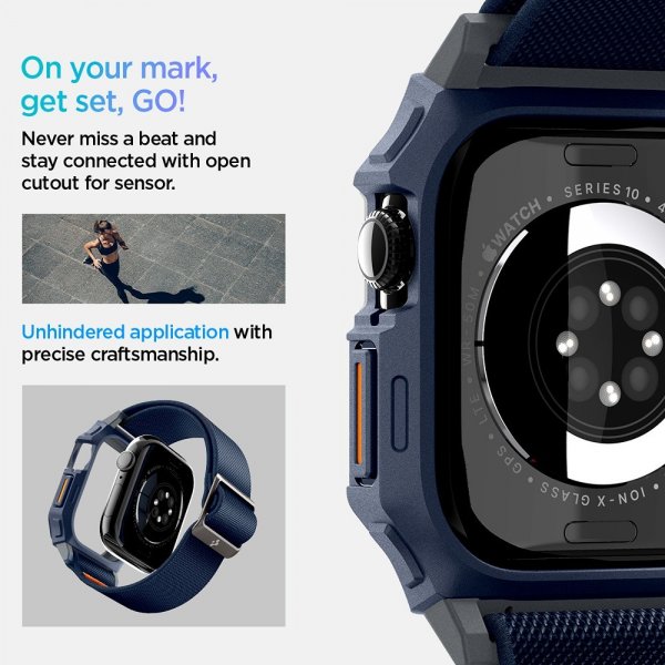 Spigen Apple Watch 46mm (Series 10/11) ranneke ja suojakotelo Lite Fit Pro Navy Blue
