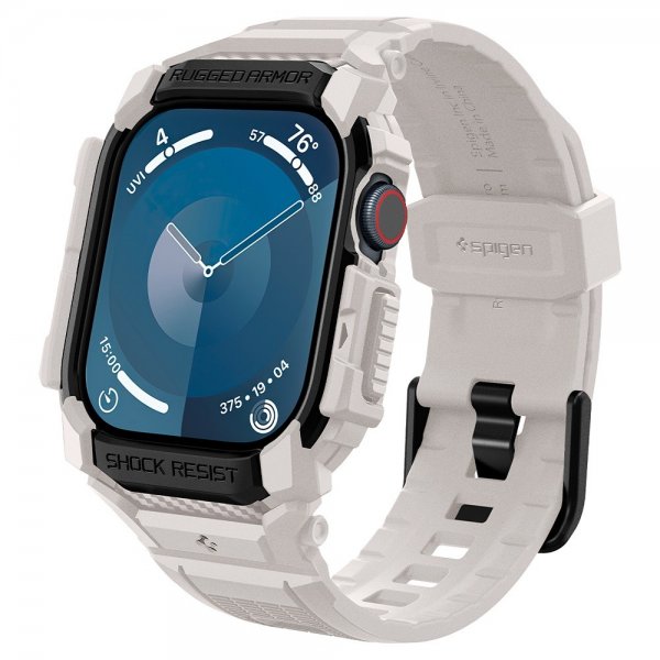Spigen Apple Watch 46mm (Series 10/11) ranneke ja suojakuori Rugged Armor Pro Dune Beige