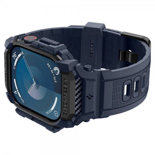 Spigen Apple Watch 46 mm (Series 10/11) ranneke ja suojakuori Rugged Armor Pro Navy Blue