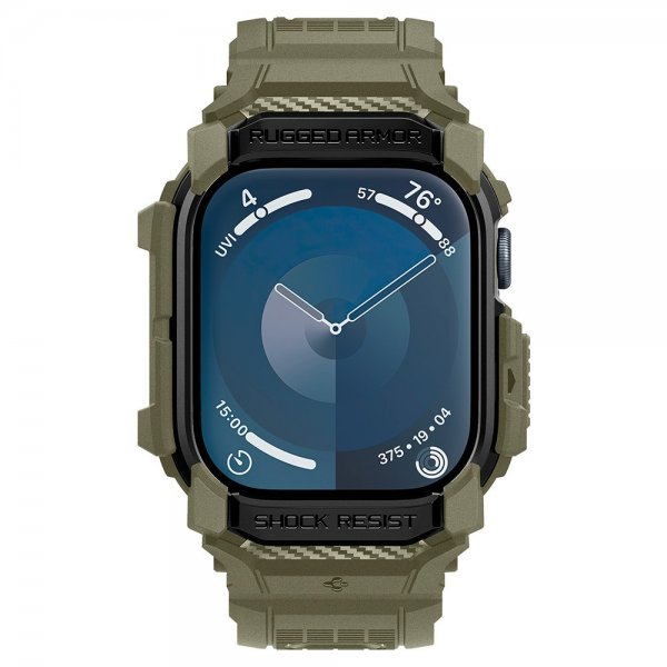 Spigen Apple Watch 46mm (Series 10/11) ranneke ja suojakotelo Rugged Armor Pro Vintage Khaki