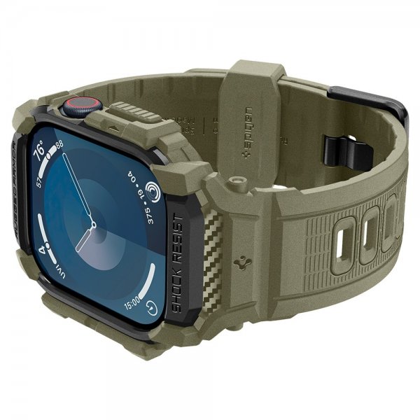 Spigen Apple Watch 46mm (Series 10/11) ranneke ja suojakotelo Rugged Armor Pro Vintage Khaki