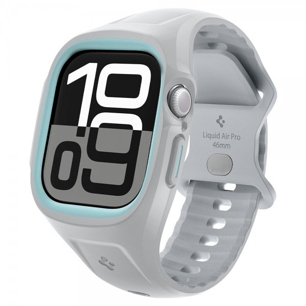 Spigen Apple Watch 46 mm (Series 10/11) Suojakuori ja ranneke Liquid Air Pro Harmaa