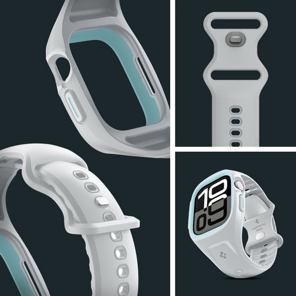 Spigen Apple Watch 46 mm (Series 10/11) Suojakuori ja ranneke Liquid Air Pro Harmaa