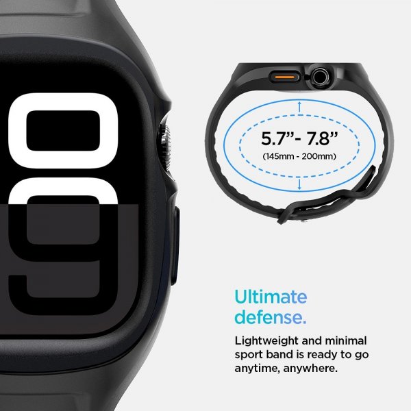 Spigen Apple Watch 46 mm (Series 10/11) kuori ja ranneke Liquid Air Pro Matte Black