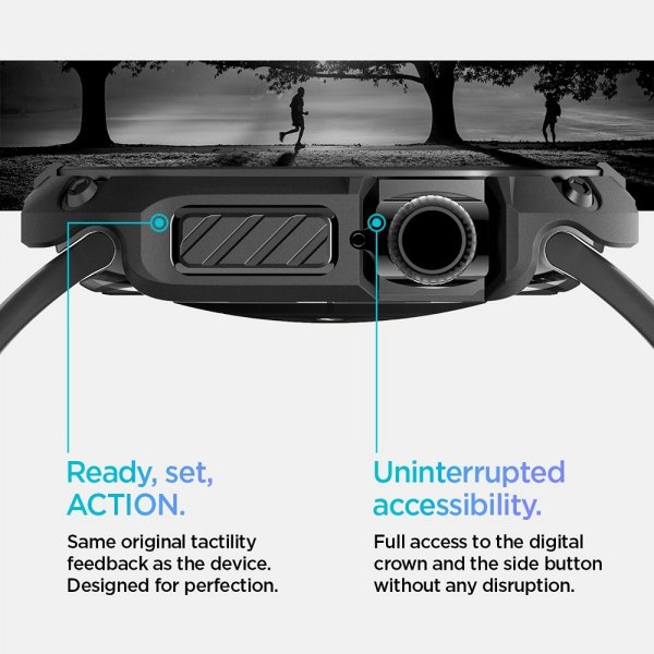 Spigen Apple Watch 46mm (Series 10/11) kuori ja näytönsuoja Tough Armor musta
