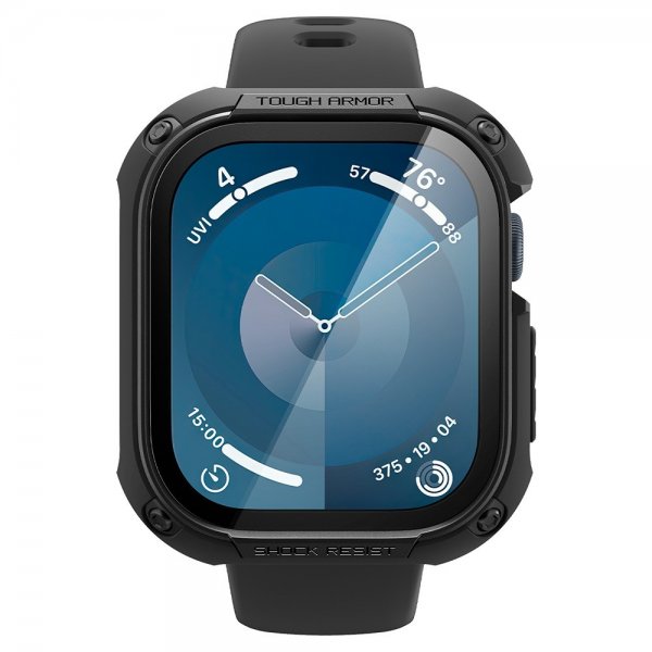 Spigen Apple Watch 46mm (Series 10/11) kuori ja näytönsuoja Tough Armor musta