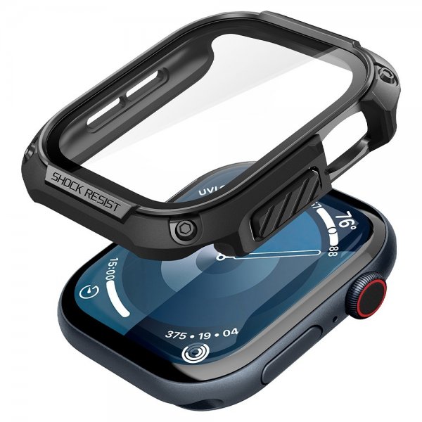 Spigen Apple Watch 46mm (Series 10/11) kuori ja näytönsuoja Tough Armor musta