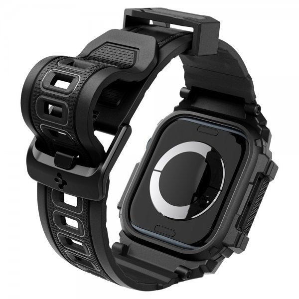 Spigen Apple Watch 46 mm (Series 10/11) ranneke ja suojakotelo Rugged Armor Pro Matte Black