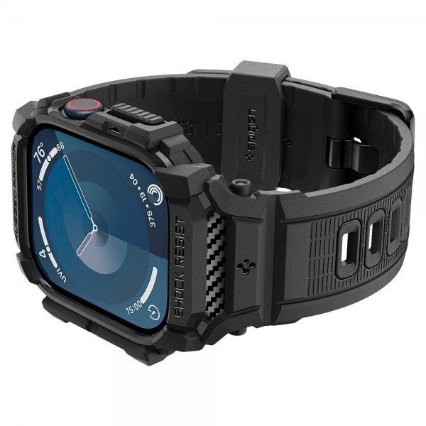 Spigen Apple Watch 46 mm (Series 10/11) ranneke ja suojakotelo Rugged Armor Pro Matte Black