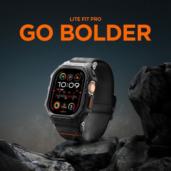 Spigen Apple Watch Ultra 49mm ranneke ja suojakotelo Lite Fit Pro Matte Black
