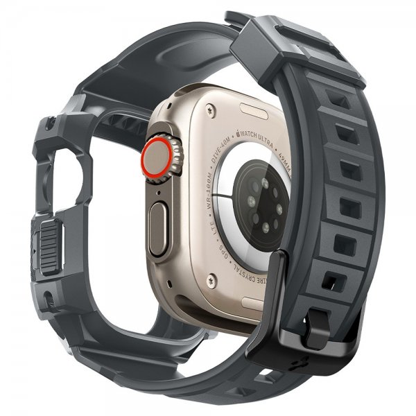 Spigen Apple Watch Ultra 49mm ranneke ja suojakotelo Rugged Armor Pro Dark Gray