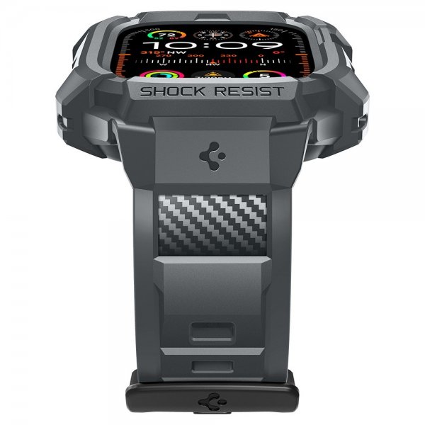 Spigen Apple Watch Ultra 49mm ranneke ja suojakotelo Rugged Armor Pro Dark Gray