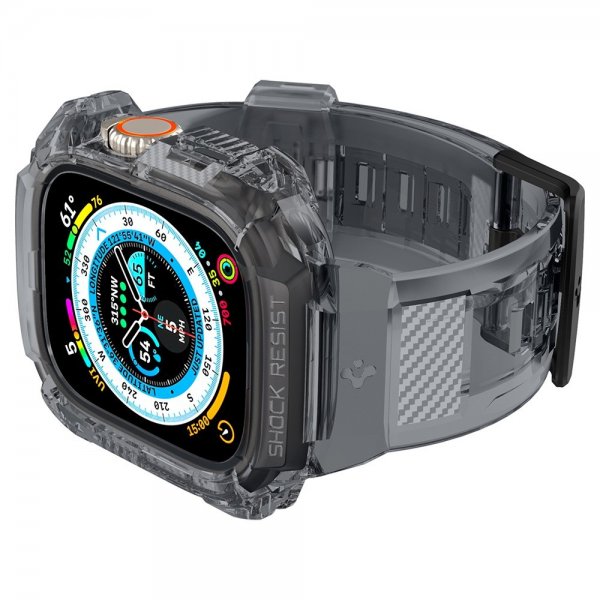 Spigen Apple Watch Ultra 49 mm ranneke ja suojakotelo Rugged Armor Pro Space Crystal