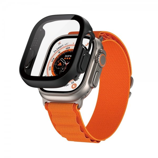PanzerGlass Apple Watch Ultra 49mm -kuori ja näytönsuoja, koko vartalon suoja D3O musta