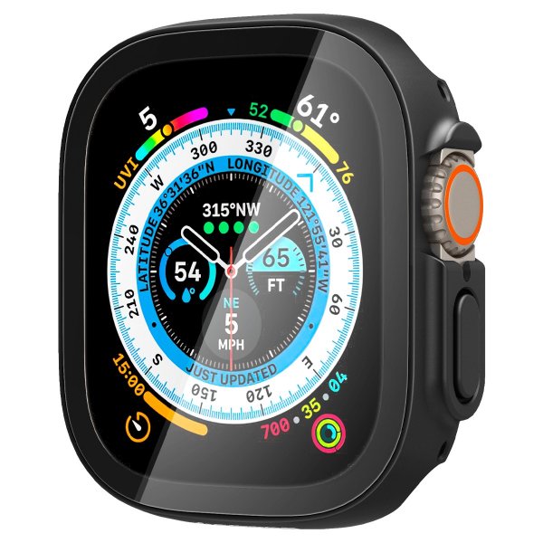 Spigen Apple Watch Ultra -suojakuori ja näytönsuoja, Thin Fit 360, musta