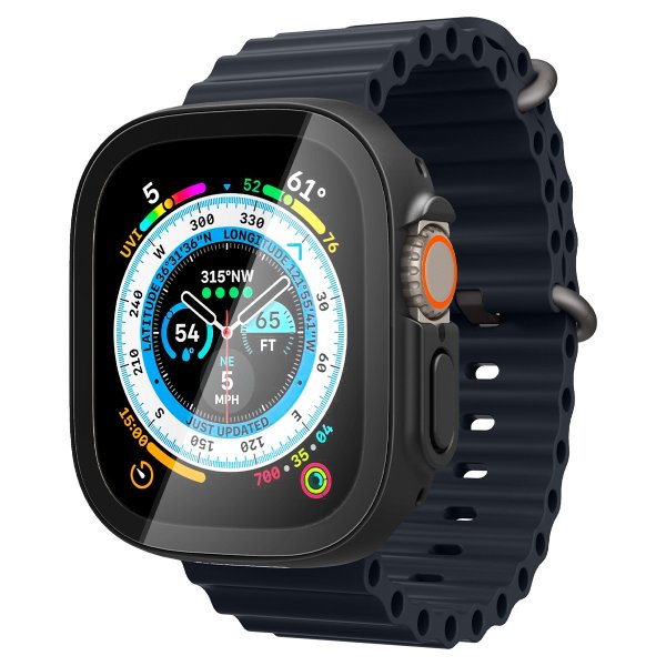 Spigen Apple Watch Ultra -suojakuori ja näytönsuoja, Thin Fit 360, musta