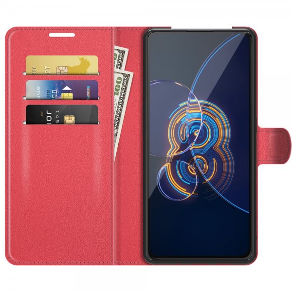 Asus Zenfone 8 Flip -suojakuori litsi-nahkakuviolla, punainen