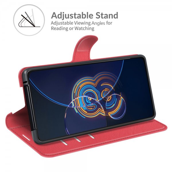 Asus Zenfone 8 Flip -suojakuori litsi-nahkakuviolla, punainen