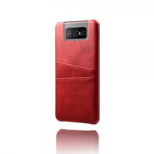 Asus Zenfone 8 Flip -suojakuori, jossa kaksi korttipaikkaa, punainen