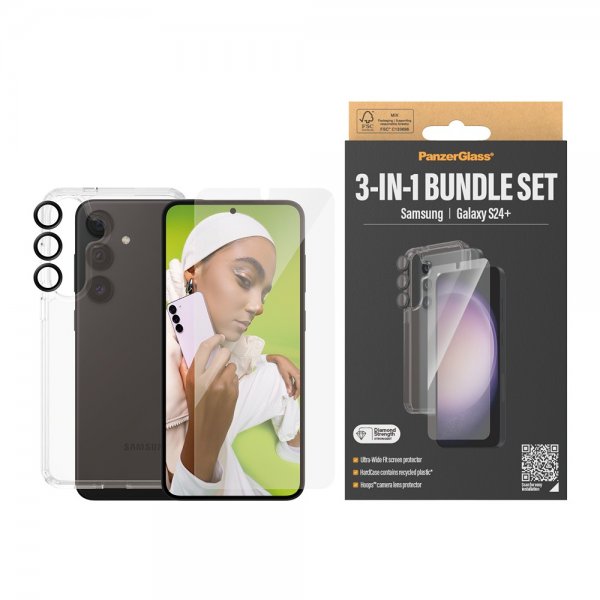 PanzerGlass Samsung Galaxy S24 Plus Kuori Näytönsuoja Kameran suojus 3-in-1-pakkaus