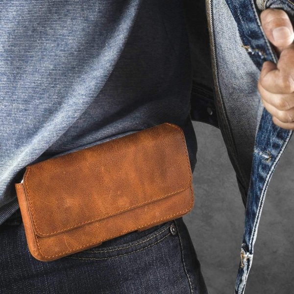Krusell Vyölaukku Sunne Belt Case L Cognac Brown