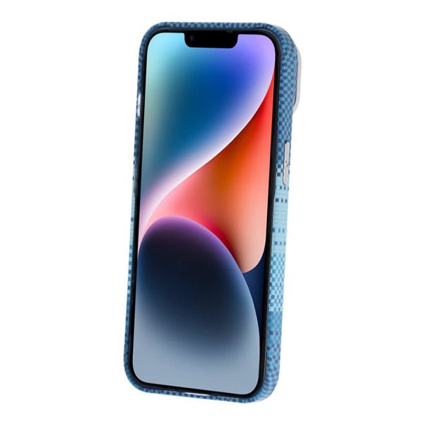 iPhone 13/iPhone 14 Kotelo Taitettava Jalusta MagSafe Raidallinen Sininen