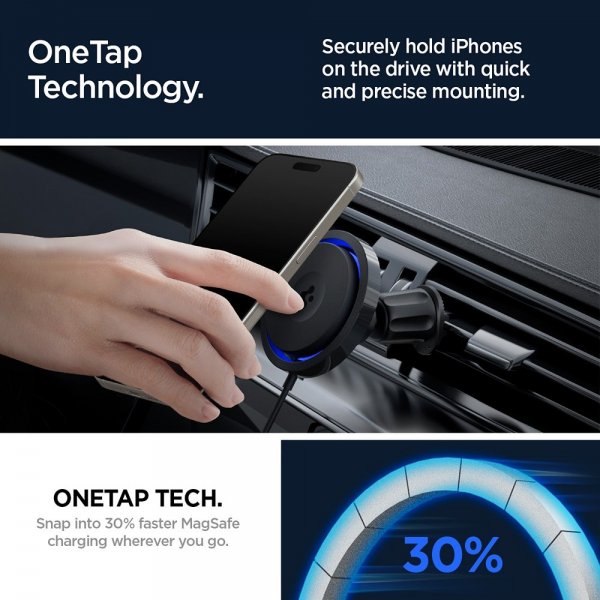 Spigen Autoteline langattomalla latauksella OneTap Pro 3 CryoMax MagFit Air Vent
