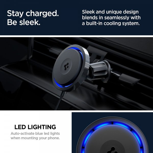 Spigen Autoteline langattomalla latauksella OneTap Pro 3 CryoMax MagFit Air Vent Hook