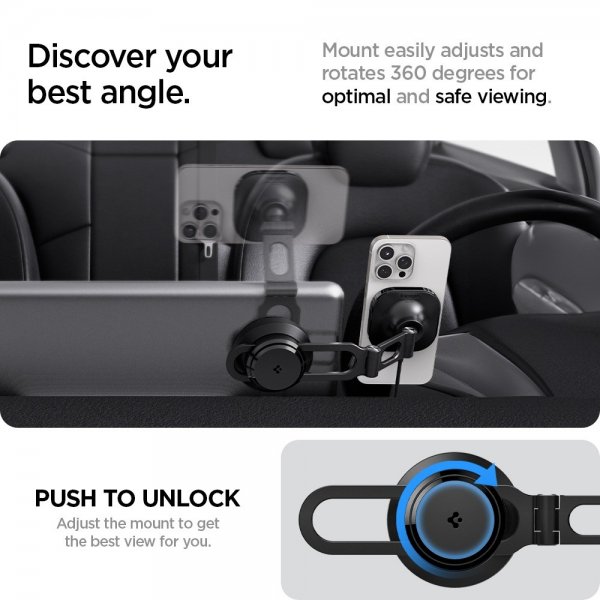 Spigen OneTap Pro 3 Tesla -autoteline langattomalla latauksella näytön kiinnikkeellä, MagFit