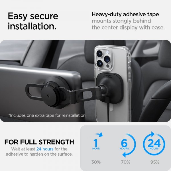 Spigen OneTap Pro 3 Tesla -autoteline langattomalla latauksella näytön kiinnikkeellä, MagFit