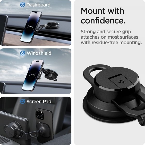 Spigen autoteline OneTap 3 Dashboard Mount MagSafe musta