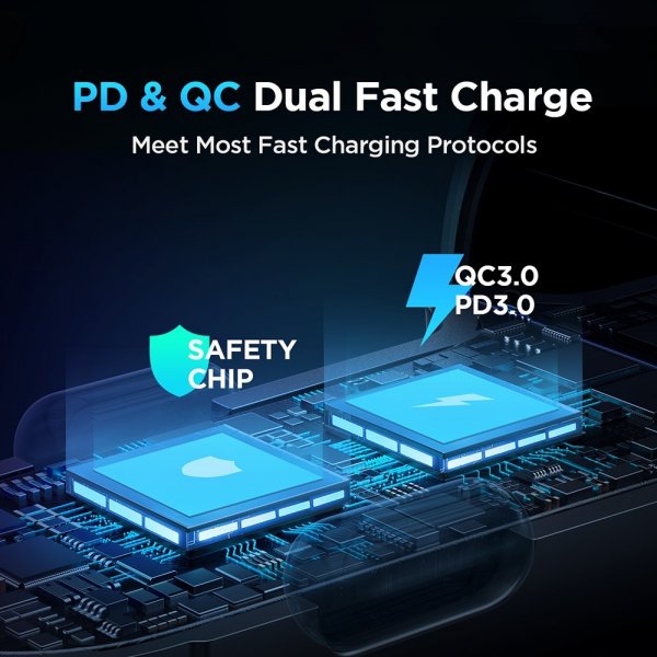 Joyroom autolaturi CCN01 60W Autolaturi valopainikkeella USB-A USB-C