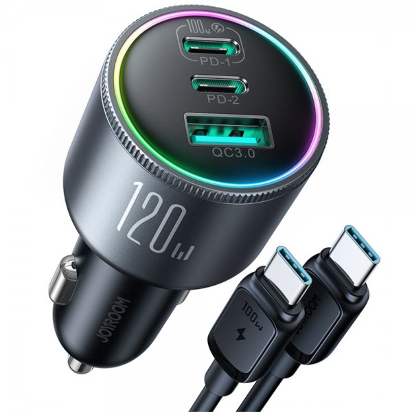 Joyroom autolaturi JR-CCN07 3-porttinen autolaturi 120W