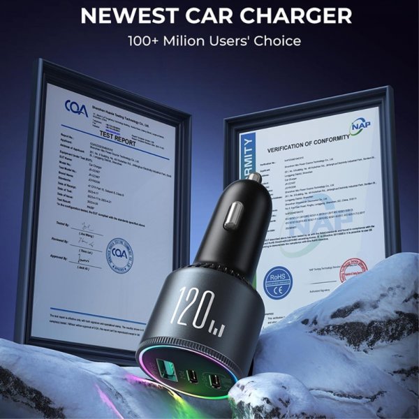 Joyroom autolaturi JR-CCN07 3-porttinen autolaturi 120W