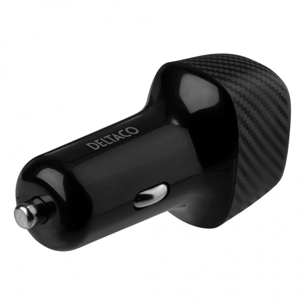 Deltaco Autolaturi USB-A USB-C Pikalataus 36W Musta