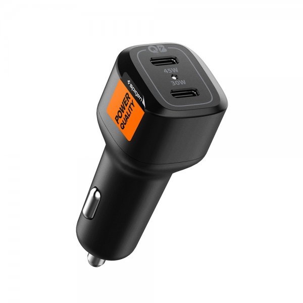 Spigen autolaturi PowerArc ArcStation Dual Port 75W musta