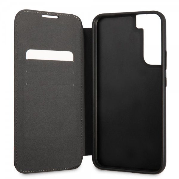 BMW Samsung Galaxy S22 Kotelo Triangle Pattern & Tricolor Stripe Musta
