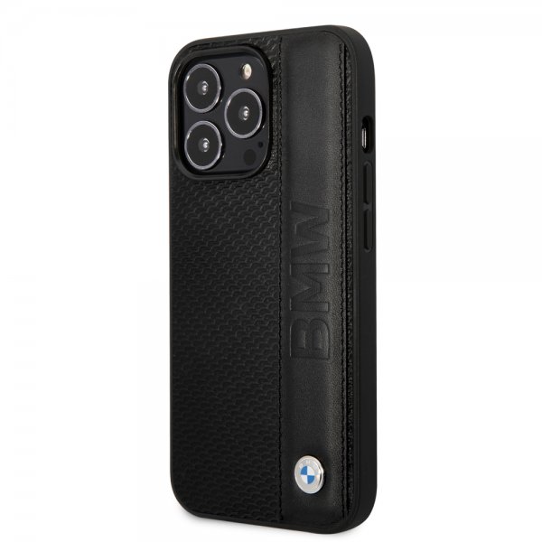 BMW iPhone 14 Pro Max Suojakuori Big Logo Stripe Musta