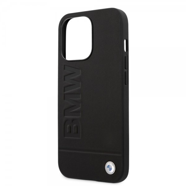BMW iPhone 14 Pro Kuoret Hot Stamp Metal Logo Musta