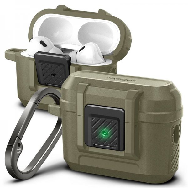 Spigen AirPods Pro 2 -kuori Lock Fit Vintage Khaki