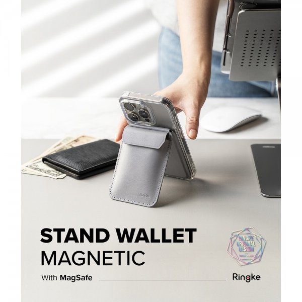Ringke Korttikotelo Stand Wallet Magnetic MagSafe Light Gray