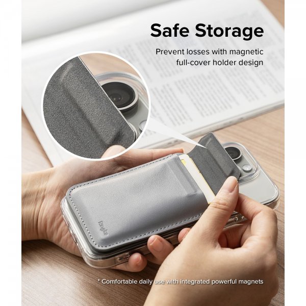Ringke Korttikotelo Stand Wallet Magnetic MagSafe Light Gray