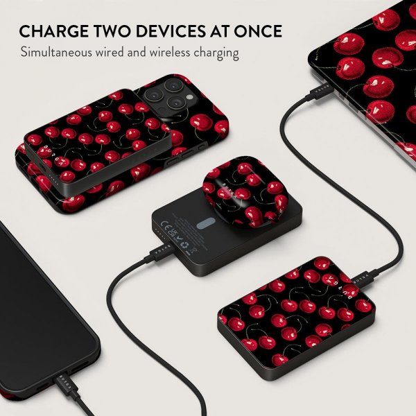 Burga Powerbank MagSafe 5000 mAh Cherrybomb Metallinharmaa