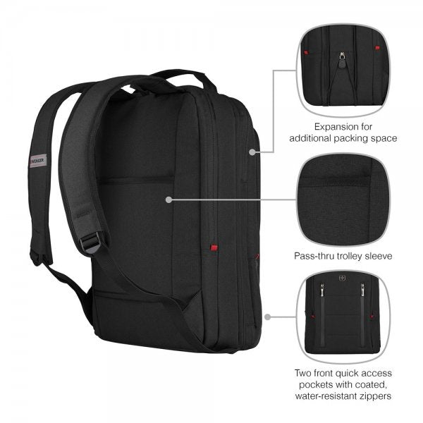 Wenger City Traveler Carry-On 16" kannettavan tietokoneen reppu, musta