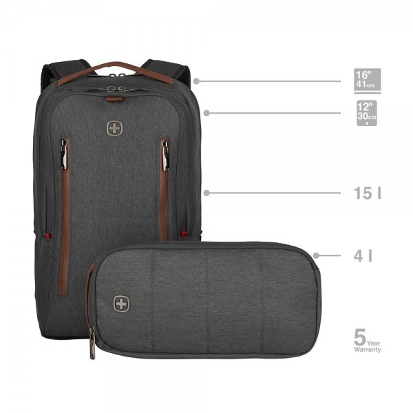 Wenger City Upgrade 16" kannettavan tietokoneen reppu, harmaa