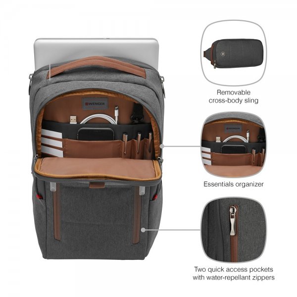 Wenger City Upgrade 16" kannettavan tietokoneen reppu, harmaa